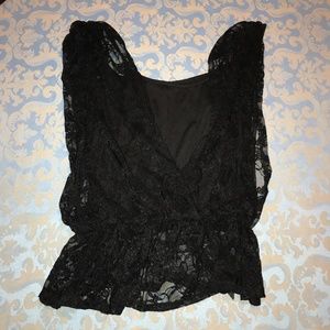 Black Tank with Lace Overlay